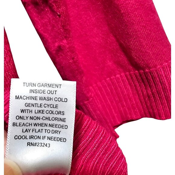 7th Avenue Design Studio Pink V-Neck Sweater L 3/4 Sleeves Rayon/Nylon Womens St - Picture 5 of 7